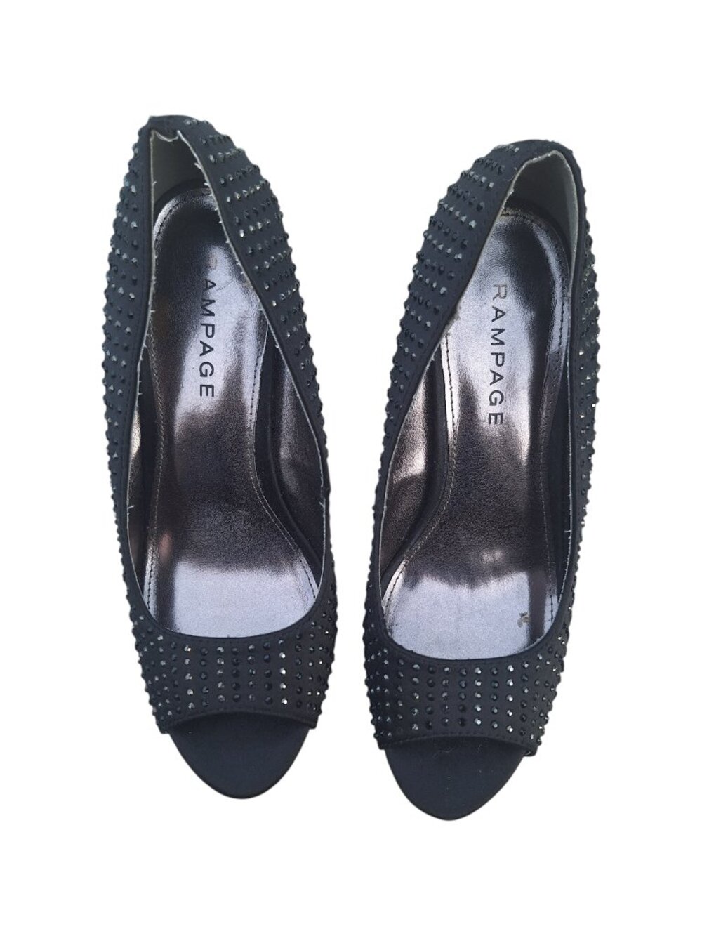 Rampage Gimme Black Studded Peep Toe Platform Heels Sz 8.5